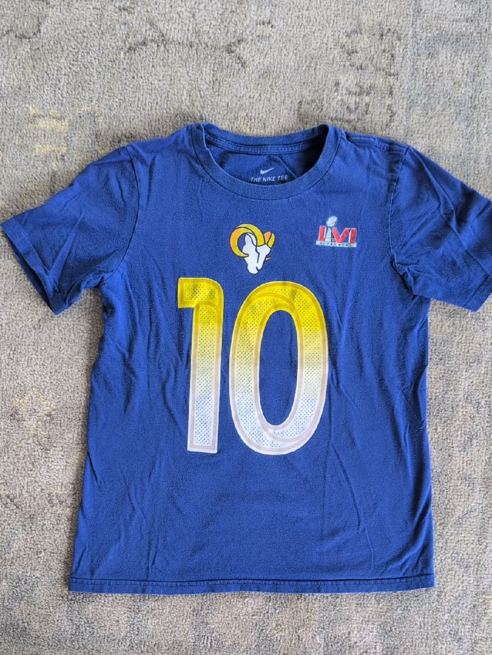 Nike Blue Kids' KUPP 10 Short Sleeve Tee with Yellow-White Number